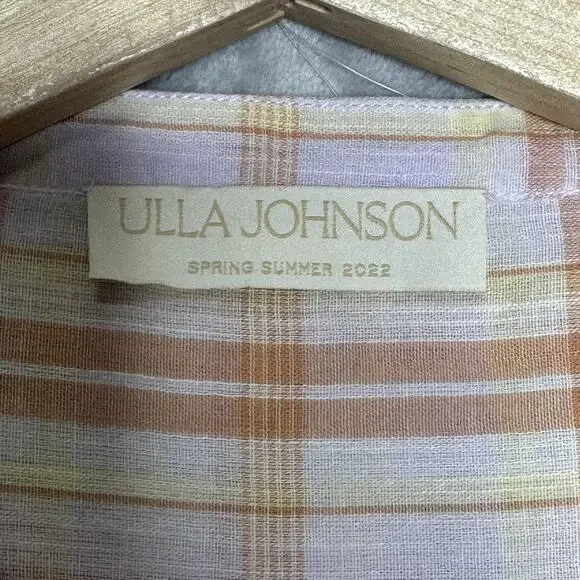 Ulla Johnson Plaid Button Down Shirt in Pink and Orange - Picture 4 of 10